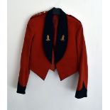 A Royal Engineers Officer's Mess Dress uniform, short pattern scarlet tunic with navy facing and
