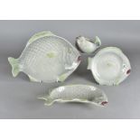 A Shorter & Sons part fish serving set, comprising six fish shaped plates, two large fish shaped