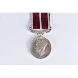 An Indian Army Meritorious Service medal 1888, with George VI crowned profile, on third type ribbon,