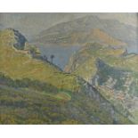 Harold Squire (1881-1959), oil on board, 'Capri Coastline' signed verso, in walnut frame, 33 cm x 41