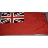 A vintage British Red Ensign flag, marked 3 to reverse, approx 270cm by 130cm, AF, together with