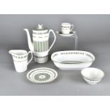 A Spode Provence pattern six place dinner and coffee service, heightened in gilt