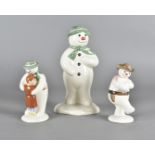 Three Royal Doulton Snowman figures, one money box DS19, A Thank You Snowman DS4 and a Cowboy