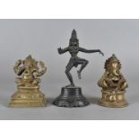 Two 20th Century bronze figures of the Indian God Ganesh, 12 cm high each, together with a later