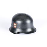 A WWII M34 Double Decal Feuerschutz Polizei helmet, with makers mark to inside Vorschriftsmäßig,