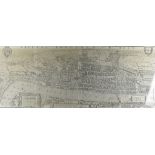 A Victorian reproduction map of the City of London, in the reign of Queen Elizabeth, framed and