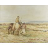 Claude Hayes, English School, late 19th Century, watercolour, coastal farmer on horseback with