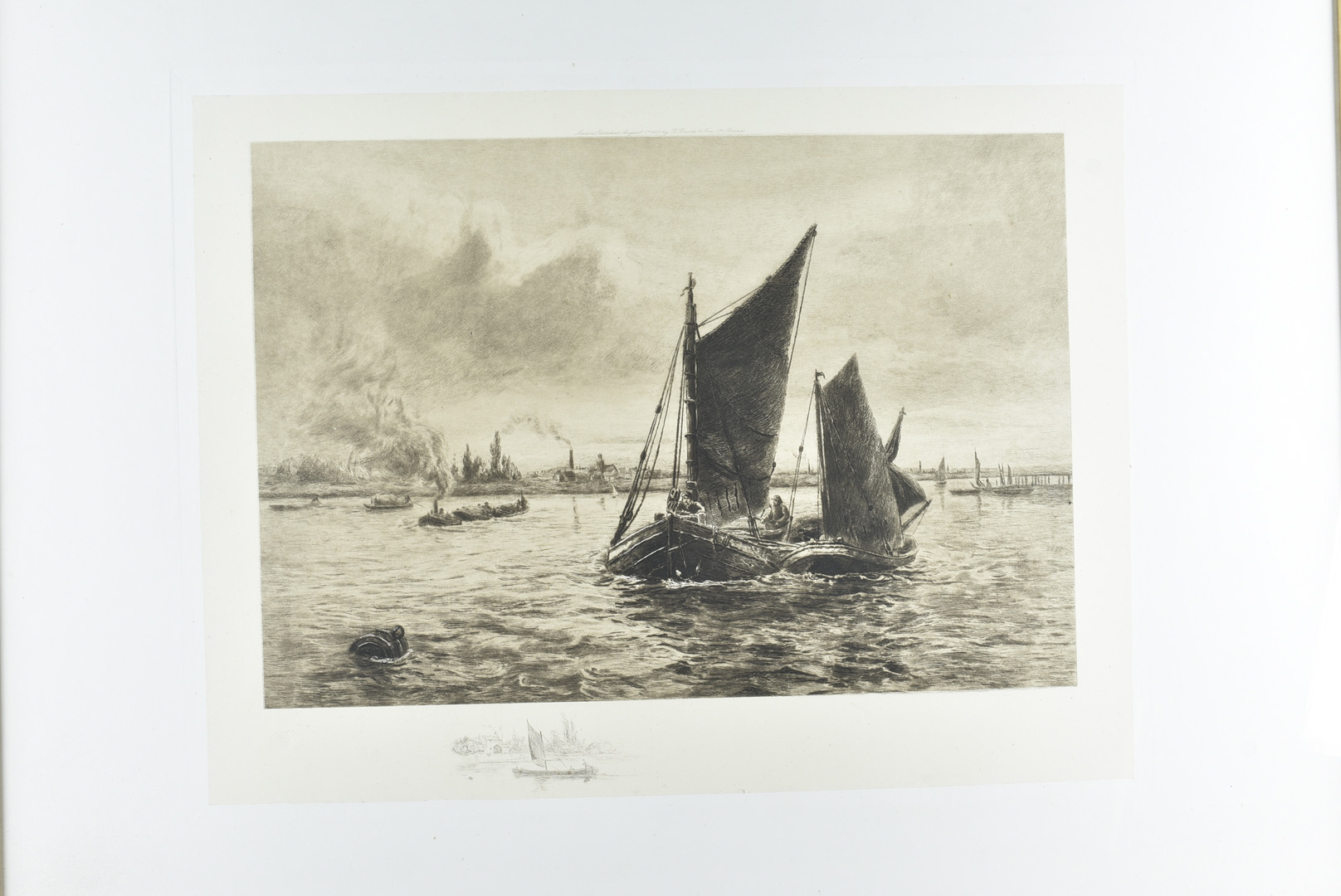 Alex Mortimer, pair of maritime etchings, dated 1887, with proof stamps to border, one signed, 36 cm - Image 3 of 4