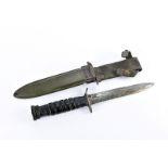 A WWII US M3 Case fighting knife, in M8 scabbard, marked to the blade and the scabbard (2)