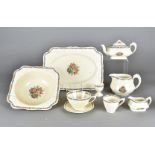 An art deco part Crown Ducal dinner, tea and coffee set, including egg cups, serving bowls, butter