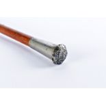 A white metal top Naval swagger stick, the light wooden swagger stick, having white metal top with