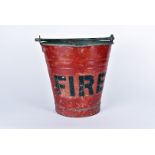 A 1951 red painted metal fire bucket, marked GR Regina with crown and date to the base, together