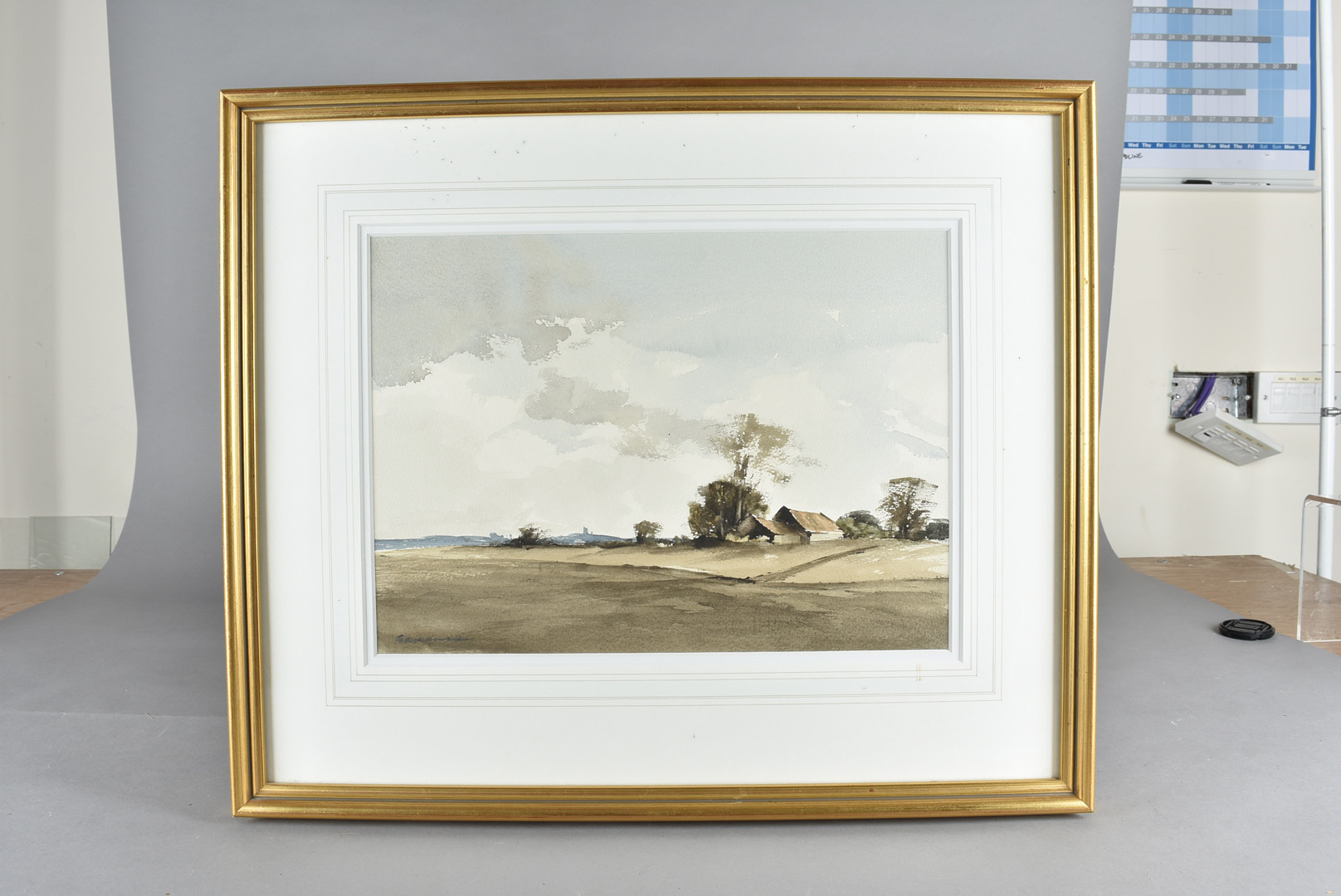 Philip Gardiner, British, 20th Century, watercolour, farm buildings, signed lower left, framed and - Image 2 of 2