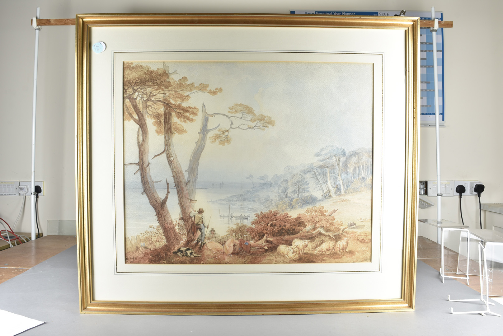 19th Century, English School, watercolour, rural scene with coastal landscape, framed and glazed, 48 - Image 2 of 2