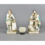 A pair of 19th Century Staffordshire porcelain figures, modelled as Shakespeare and Milton, each