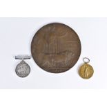 A WWI Victory medal, award to T3-024221 DVR.P.A.PLUMB. A.S.C, together with his Death Penny, plus