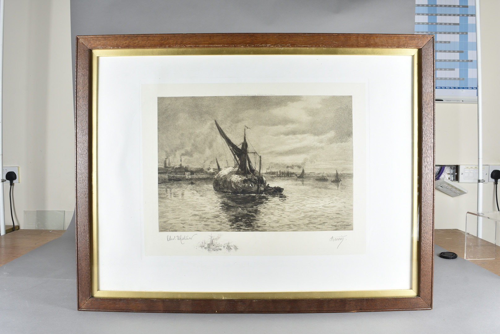 Alex Mortimer, pair of maritime etchings, dated 1887, with proof stamps to border, one signed, 36 cm - Image 2 of 4