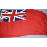 A late 19th century/early 20th century large British Red Ensign flag, all hand stitched, marked