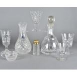 Two 19th Centuty ale glasses, two 19th Century wine glasses, a decanter and stopper, cut glass