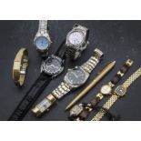 A small group of watches, including a lady's Seiko and a Fossil, a gent's Van Heusen, and more,
