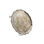 A Victorian silver salver by John & Edward Barnard, with bead and shell rim, engraved well also