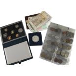 A collection of British and World coins, including a folder with well annotated collection including