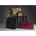A group of eight handbags, one brown leather by Jane Shilton, one canvas example by Celine, and