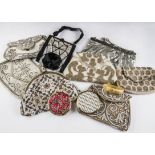 A group of eight vintage and modern evening purses, with beadwork and other examples, together