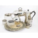 A collection of Victorian and later silver and silver plated items, including silver handled
