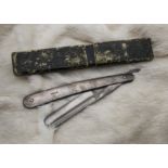 A late Victorian silver handled cut throat razor, dated Sheffield 1897, with cardboard case (2)
