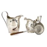 Two George III period silver helmet shaped milk jugs, one marked Birmingham 1799 by George Ashworth,