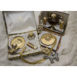 A large collection of costume jewellery and other items, in a fruit box, with various items of