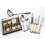 A collection of Victorian and 20th century silver plated cutlery and serving items