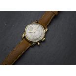 A 1950s Gruen Precision Chrono-Timer 14ct gold cased gentleman's wristwatch, gilt dial with