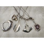 A group of six 1960s and later Scandinavian silver items of jewellery, including a Georg Jensen