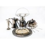A collection of Victorian and later silver and silver plated items, including a four piece Art