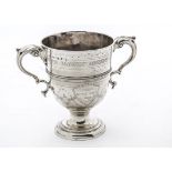 A George III and later Irish silver trophy cup by MW, possibly Matthew Walsh, dated Dublin 1783,