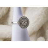 An impressive modern 18ct gold and diamond cluster cocktail dress ring, the circular tablet