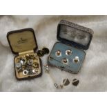 A collection of dress studs and cufflinks, including a pair of 9ct gold cufflinks, 3.8g, various mop