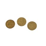 A group of three half sovereigns, with dates for 1899, 1903 and 1911, F (3) the Edward VII with