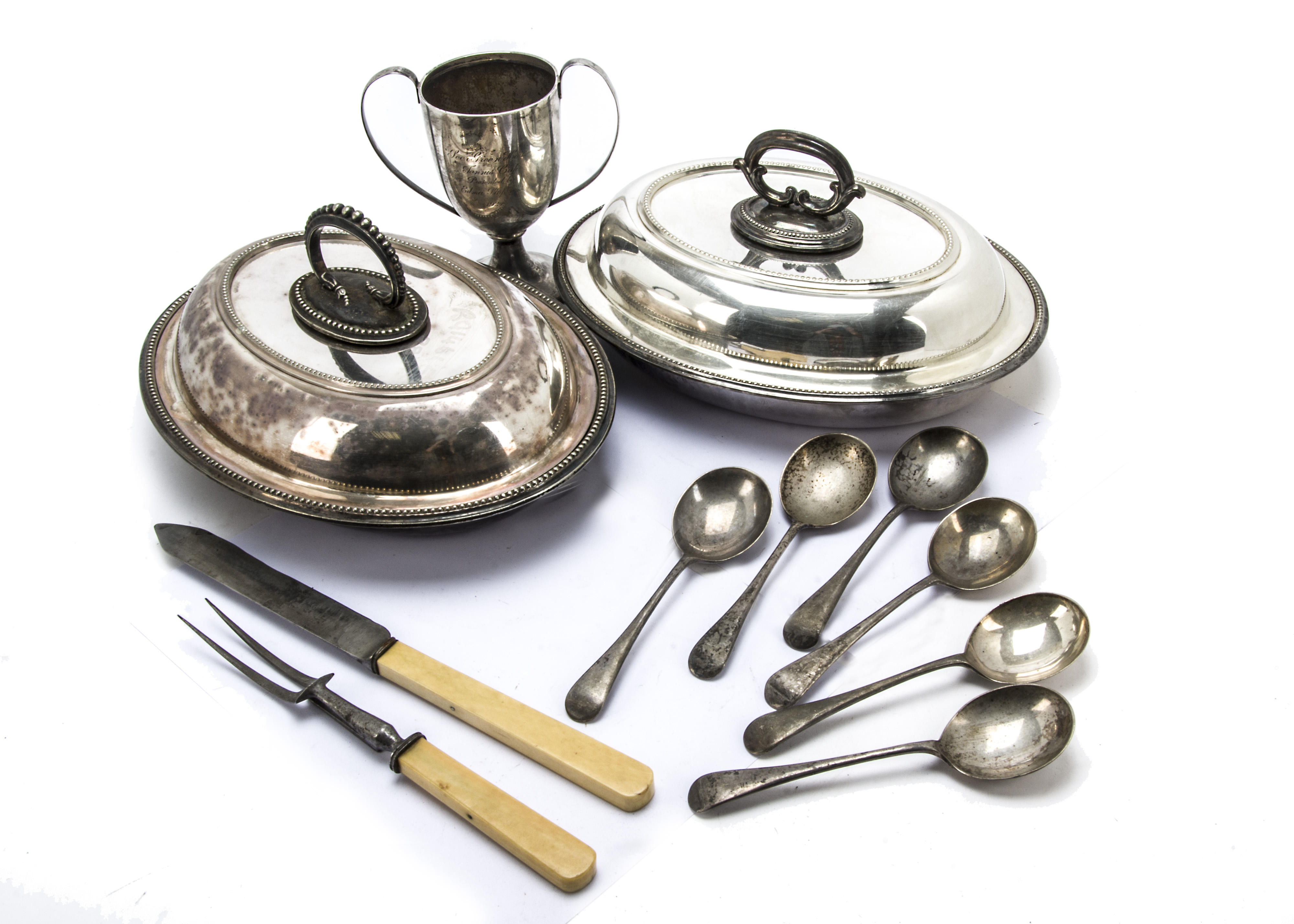A collection of Victorian and later silver and silver plated items, including a 1920s silver