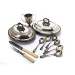 A collection of Victorian and later silver and silver plated items, including a 1920s silver
