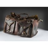 A vintage leather bag, doctors style, ideal for a large handbag, 40cm wide, distressed