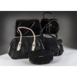 A collection of eight ladies black handbags, with an example from Radley and Colette, and other,