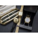 Three 1970s and later gilt gentlemens wristwatches, including a Pulsar in box, an Oris and a