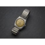 A 1940 Jaeger Le Coultre stainless steel gentleman's wristwatch, mid sized cushion case 29mm wide,