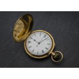 A Victorian 18ct gold full hunter pocket watch by George Oram & Son, engraved monogram to front,