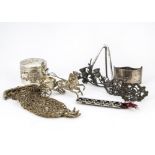 A group of eight Victorian and later small items of silver, including a Roman warrior in chariot
