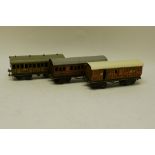 Bing and Bassett-Lowke O Gauge 'Shortie' Bogie Coaches, comprising a Bing 1st/3rd composite in
