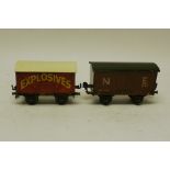 Bing and Marklin O Gauge Vans, comprising Bing 'Explosives' van in red with white lettering as no